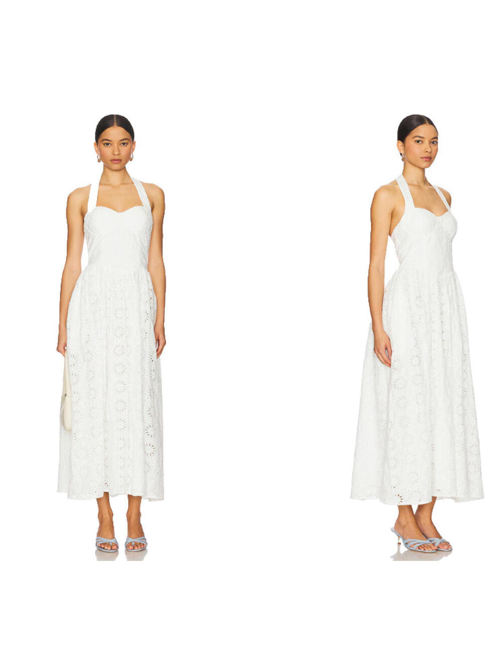 Line & Dot Anka Dress White eyelet fabric tonal floral embroidery SZ S NWT $161